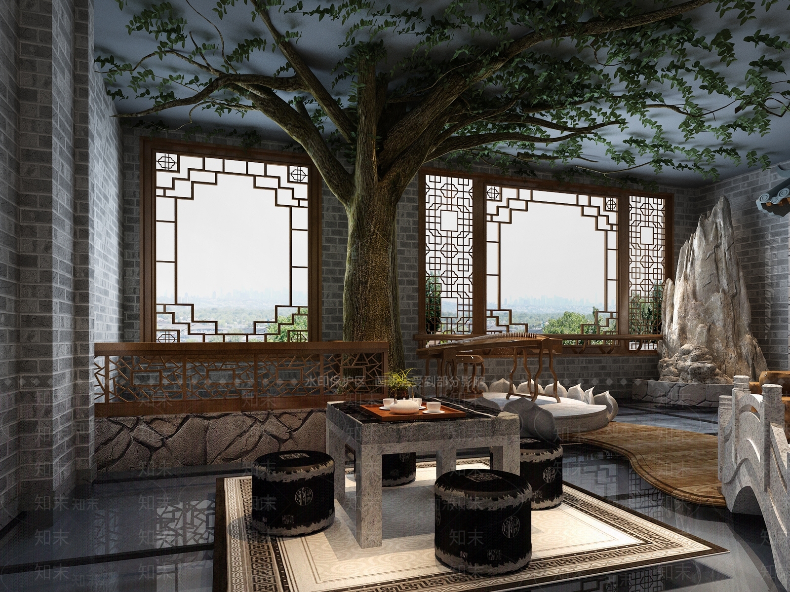 新中式中式茶馆3D模型下载【ID:1163199072】