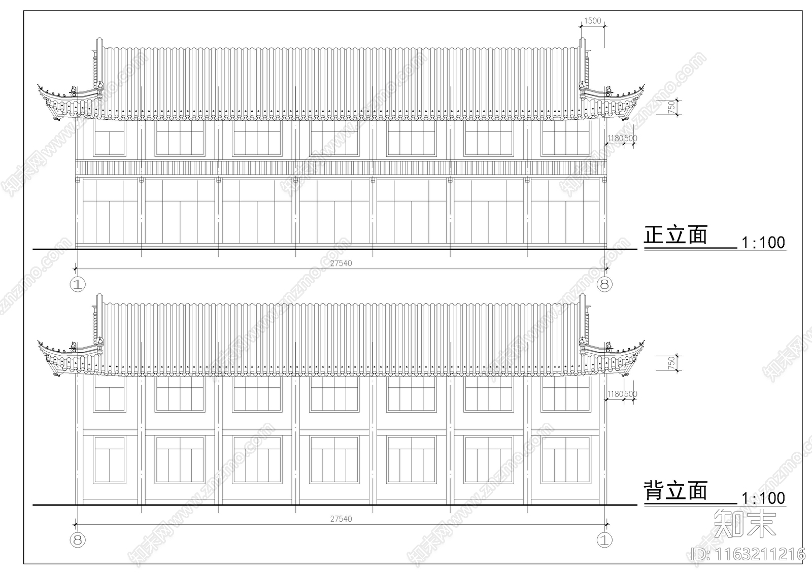 其他古建cad施工图下载【ID:1163211216】