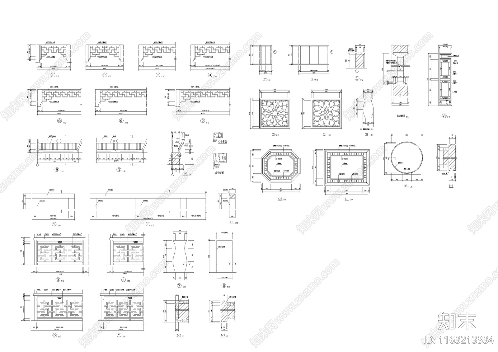 其他古建cad施工图下载【ID:1163213334】