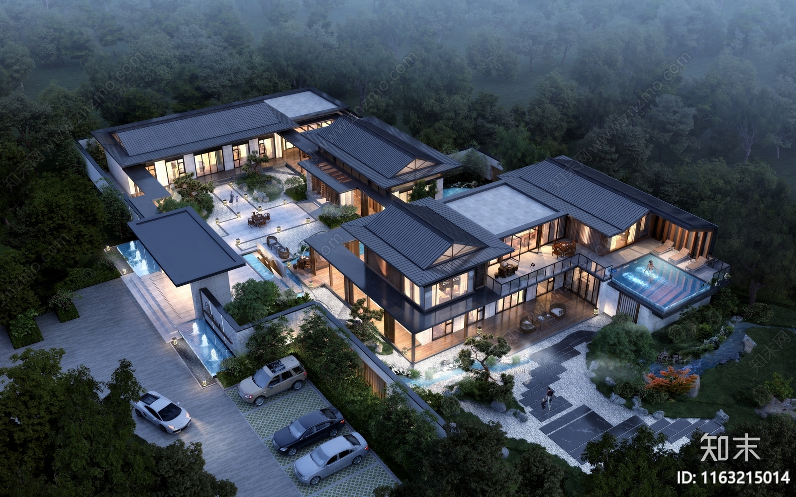 中式新中式民宿建筑施工图下载【ID:1163215014】