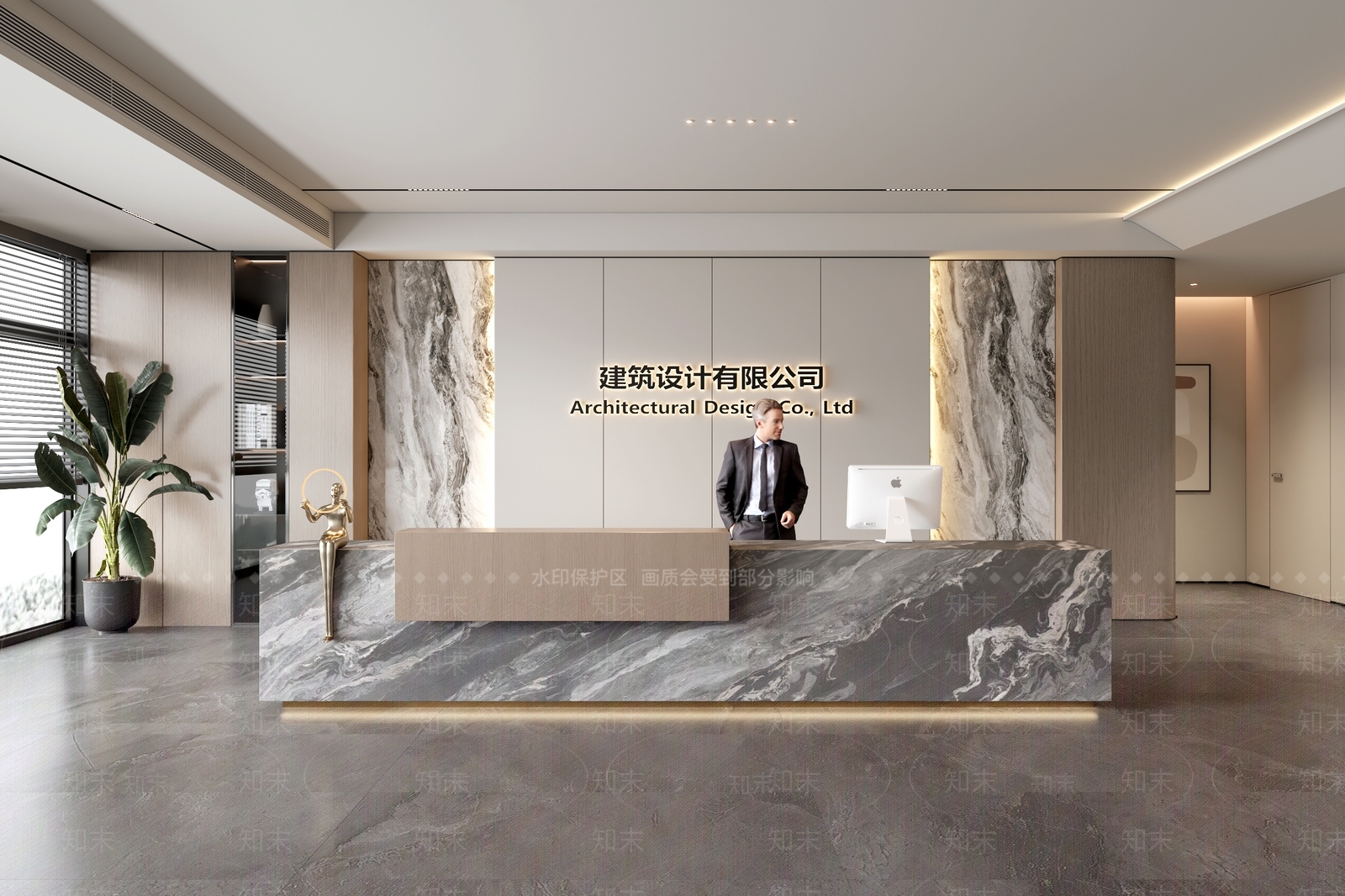 现代办公大厅3D模型下载【ID:1163216577】
