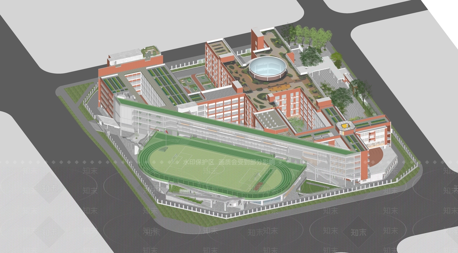 学校建筑SU模型精品下载_SketchUp模型_知末网