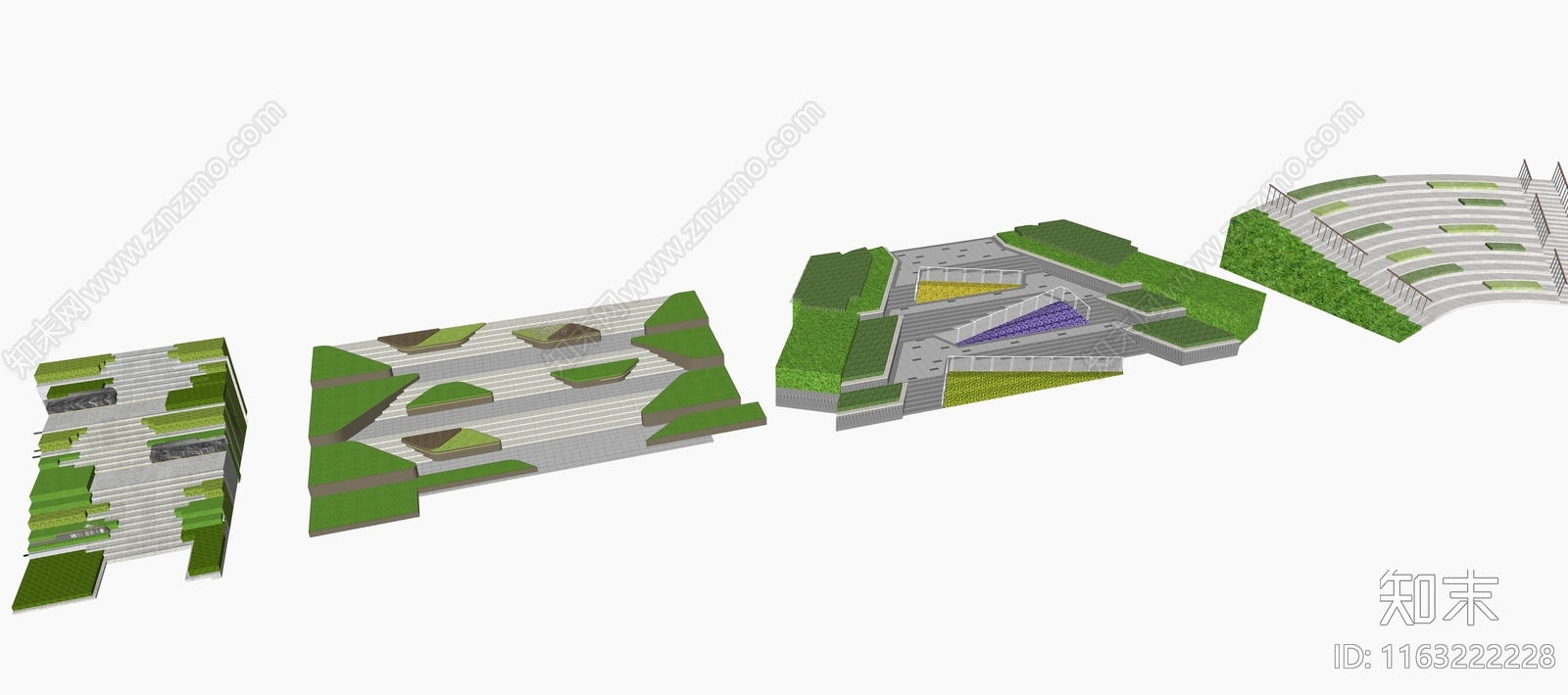 现代广场景观SU模型下载【ID:1163222228】