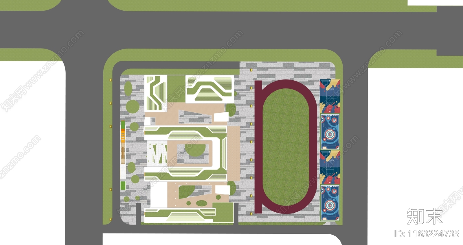 现代新中式校园景观SU模型下载【ID:1163224735】