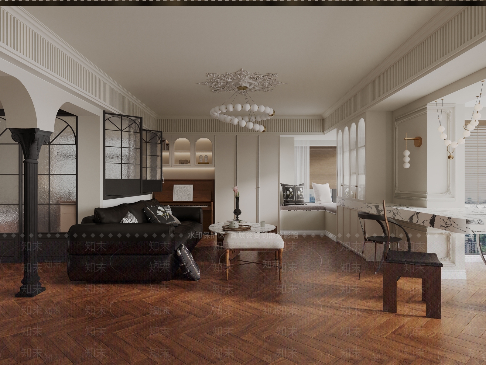 靠窗卡座其他凳子3D模型下载【ID:1227483766】