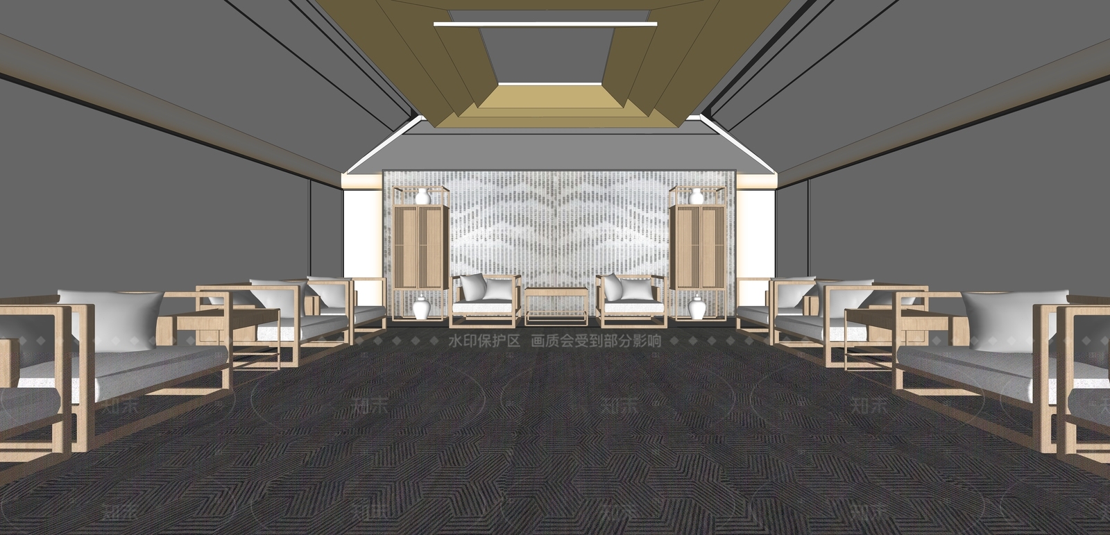 新中式家居客厅SU模型下载【ID:1215953893】