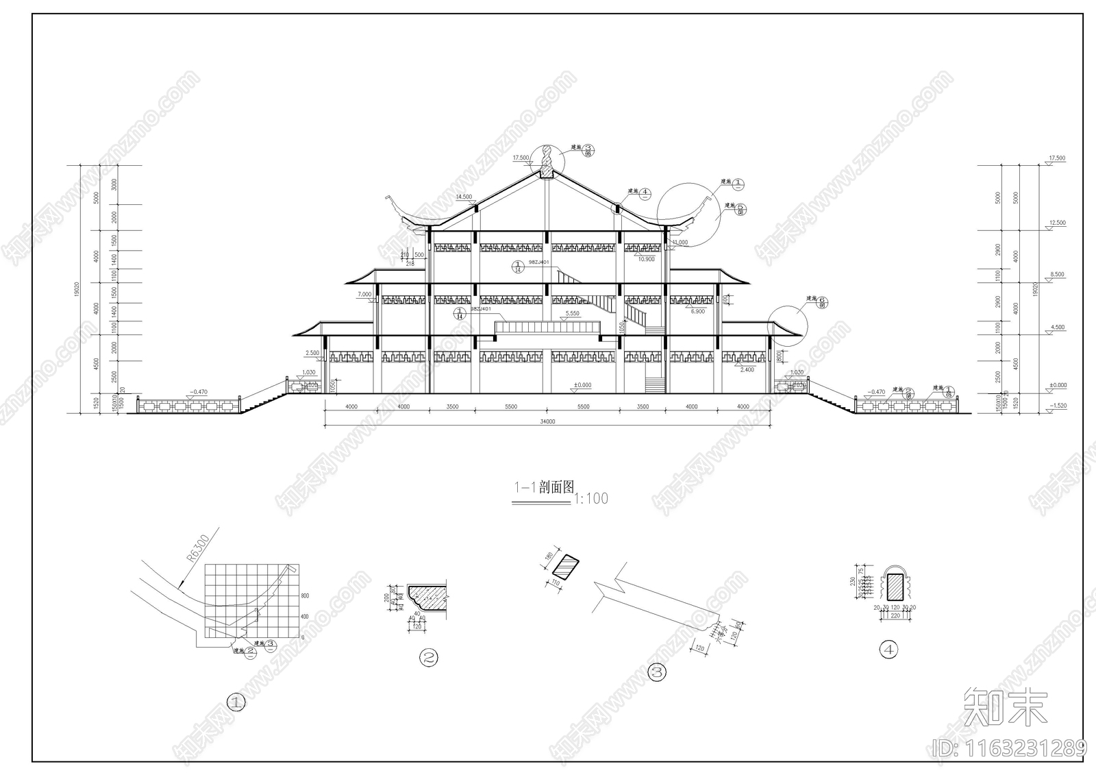 其他古建cad施工图下载【ID:1163231289】