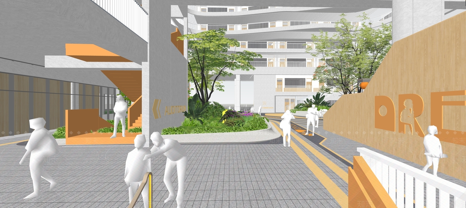 现代校园景观SU模型下载【ID:1163235322】