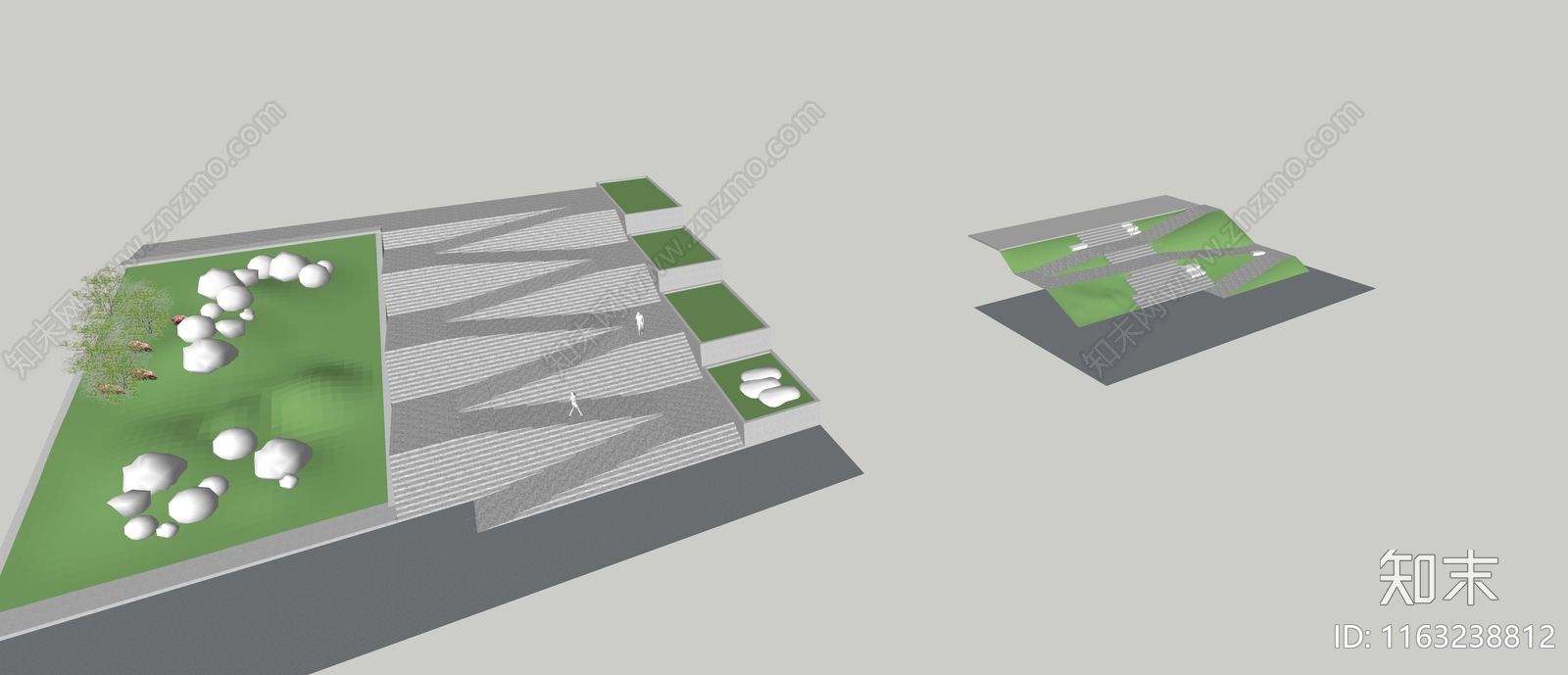 现代广场景观SU模型下载【ID:1163238812】