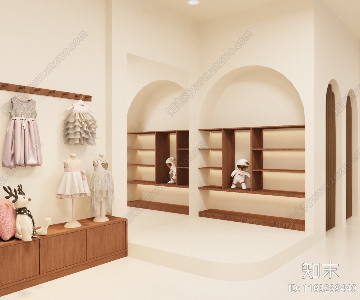 法式奶油服装店3D模型下载【ID:1163239440】