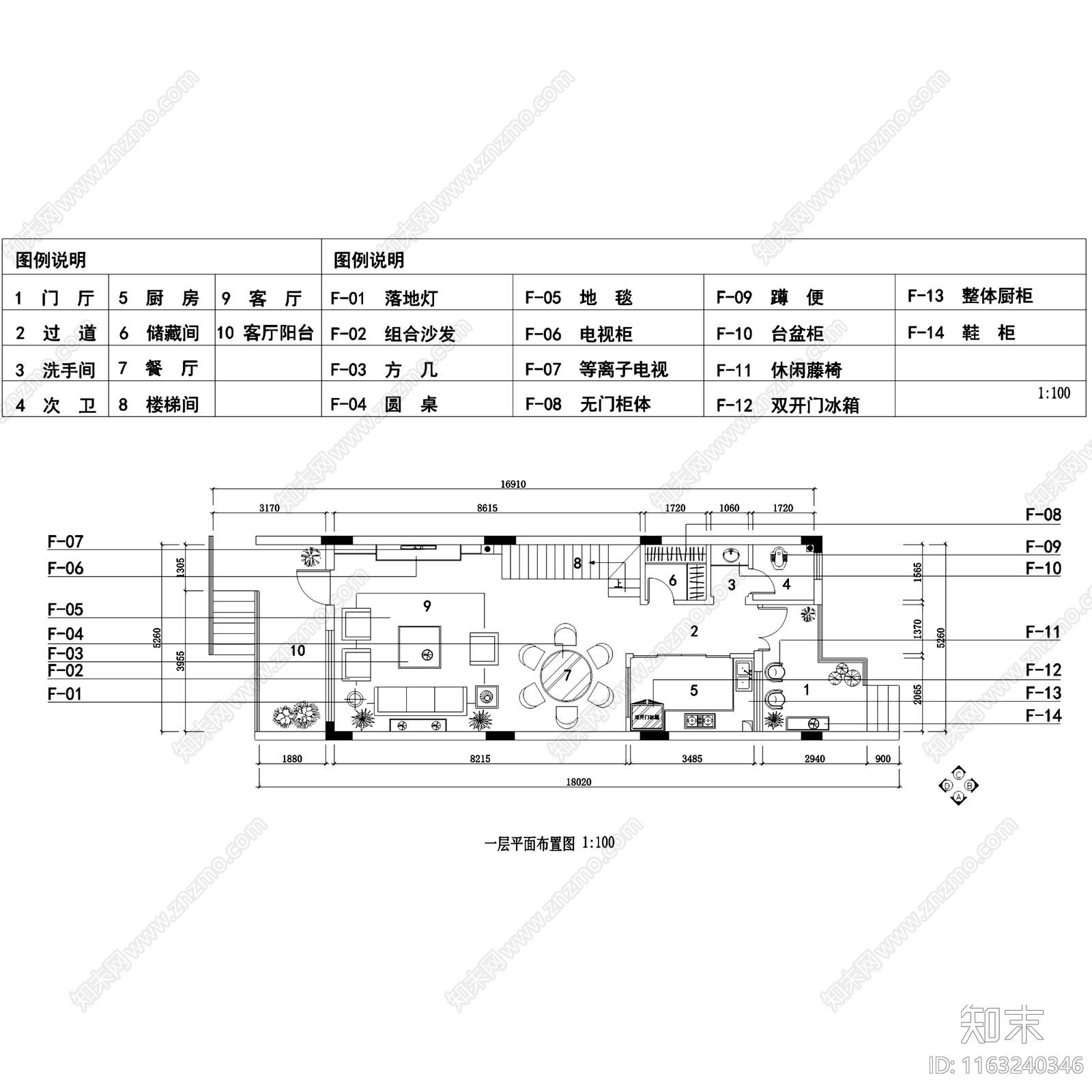 美式乡村田园风三层别墅私宅室内家装cad施工图下载【ID:1163240346】