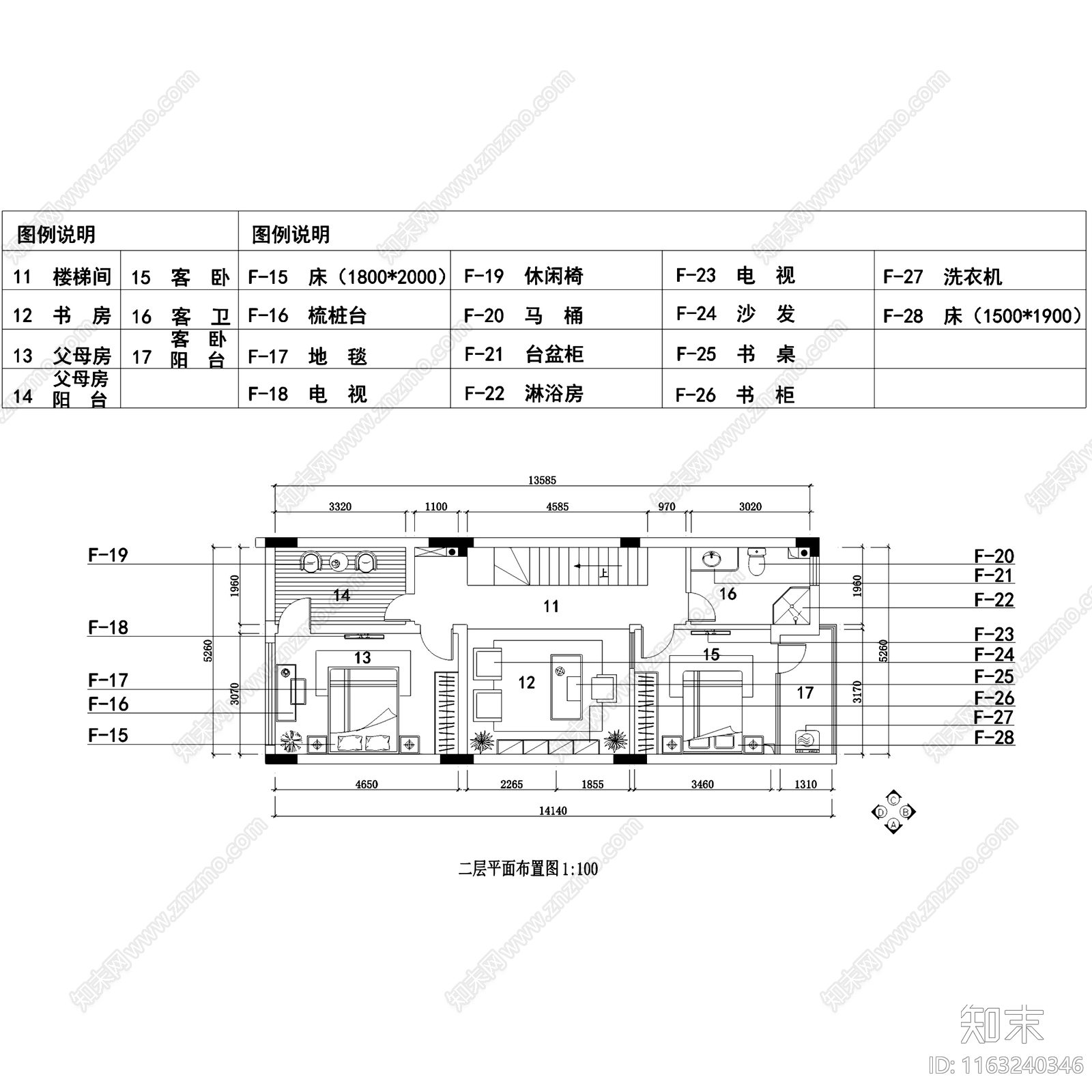 美式乡村田园风三层别墅私宅室内家装cad施工图下载【ID:1163240346】