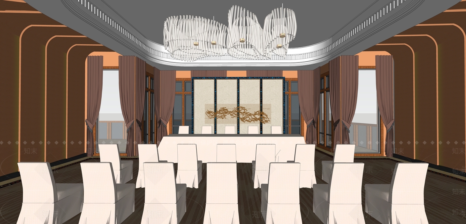 现代宴会厅SU模型下载【ID:1163240700】
