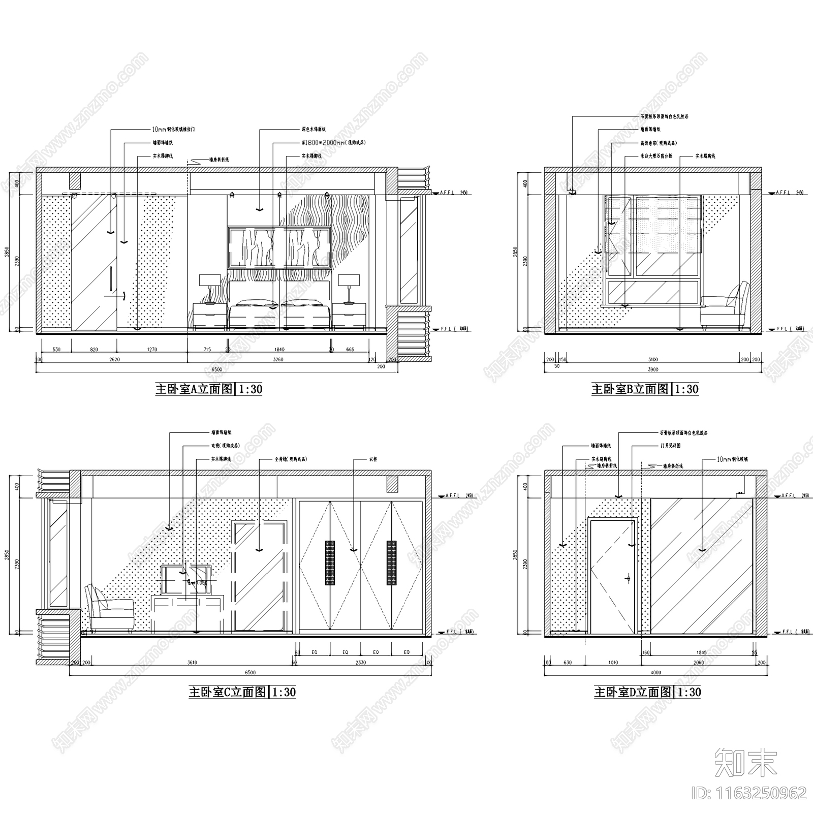 现代中式山水华庭情景洋房带地下室室内家装cad施工图下载【ID:1163250962】