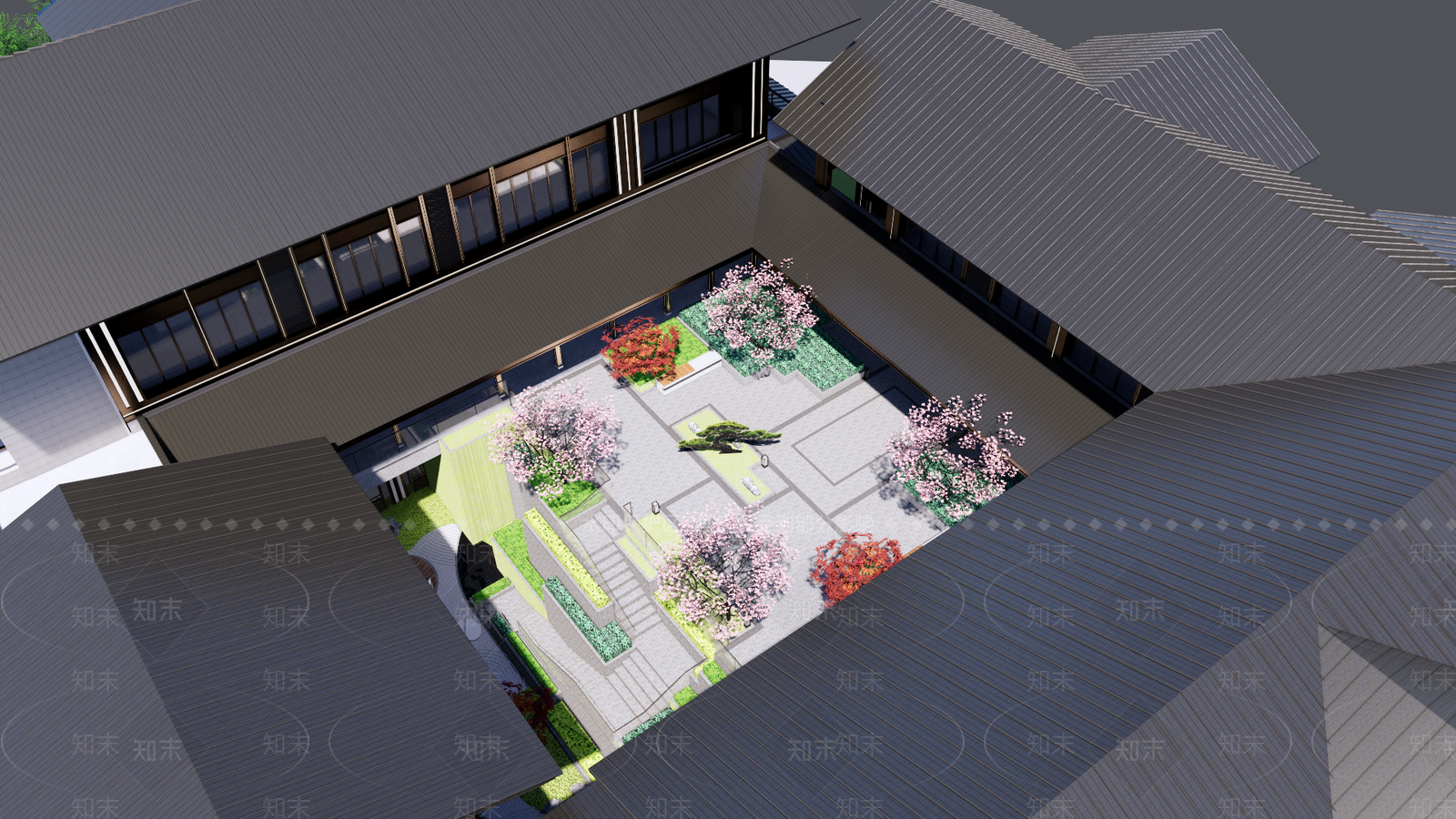 新中式乡村庭院SU模型下载【ID:1163252384】