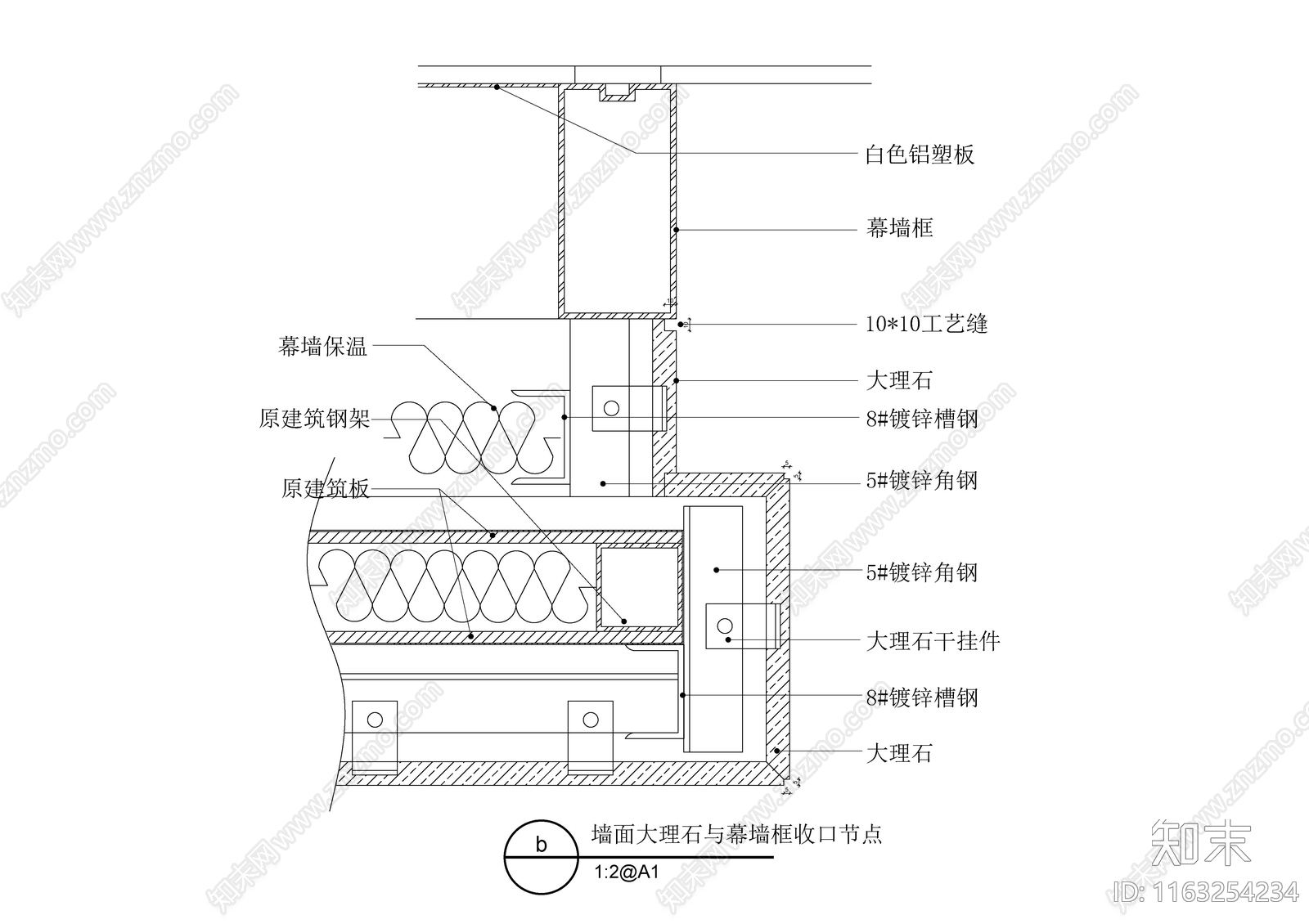 现代新中式墙面节点cad施工图下载【ID:1163254234】