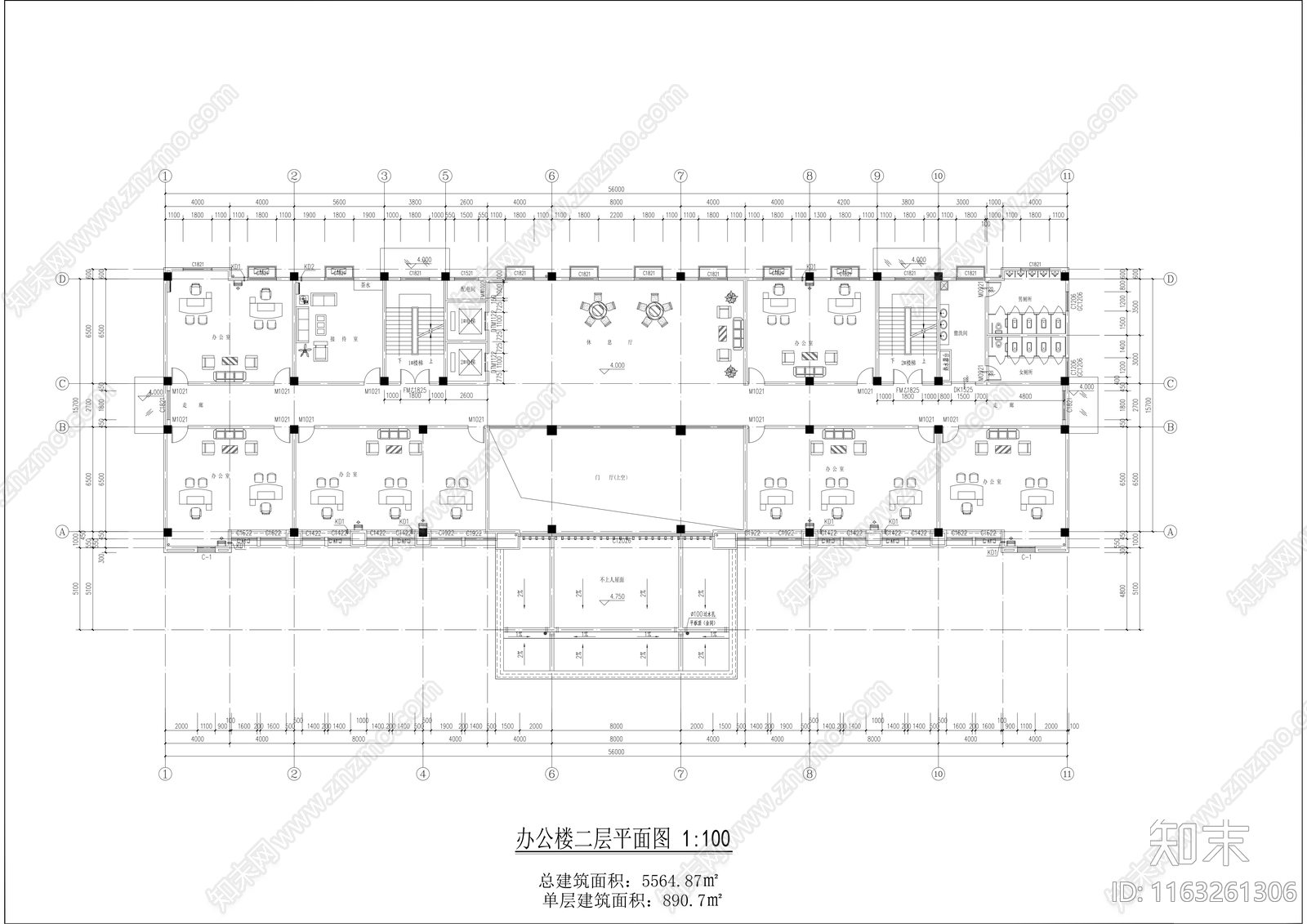 现代产业园建筑cad施工图下载【ID:1163261306】