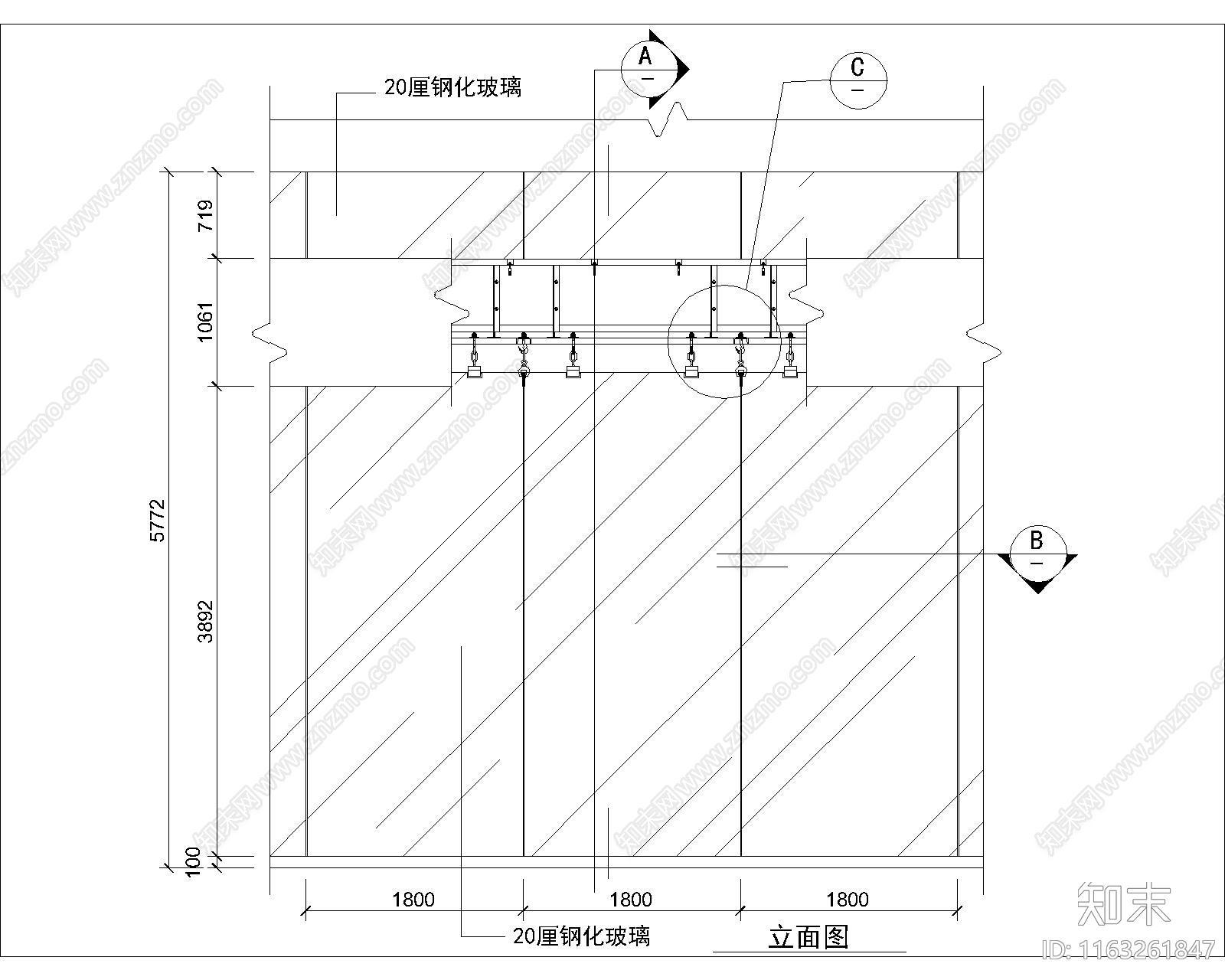 幕墙结构cad施工图下载【ID:1163261847】