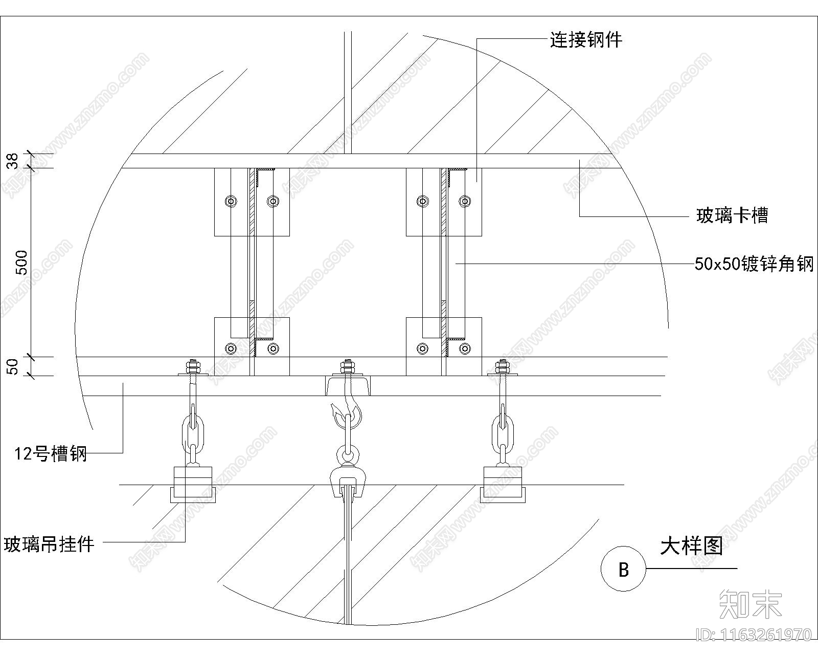幕墙结构cad施工图下载【ID:1163261970】