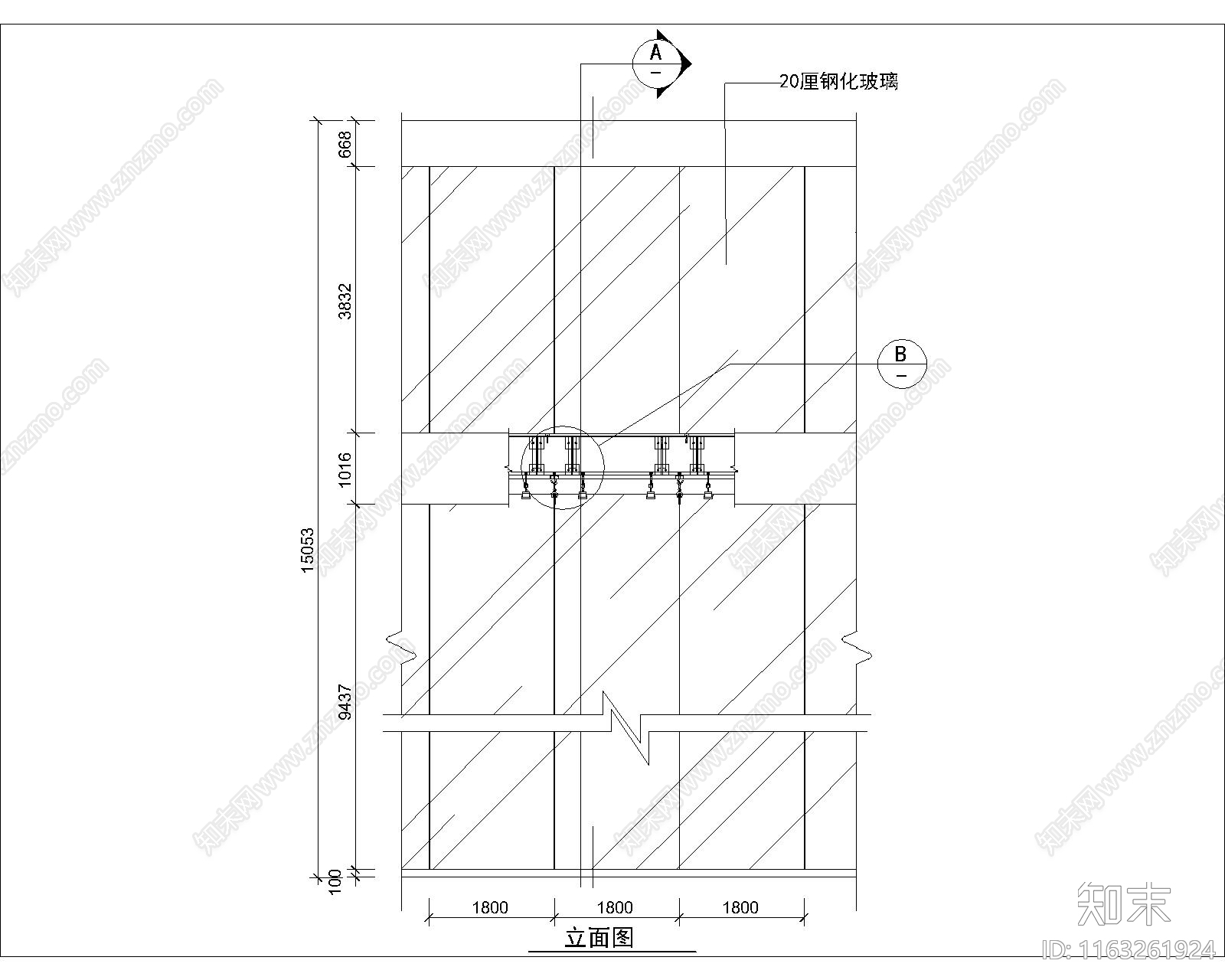 幕墙结构cad施工图下载【ID:1163261924】
