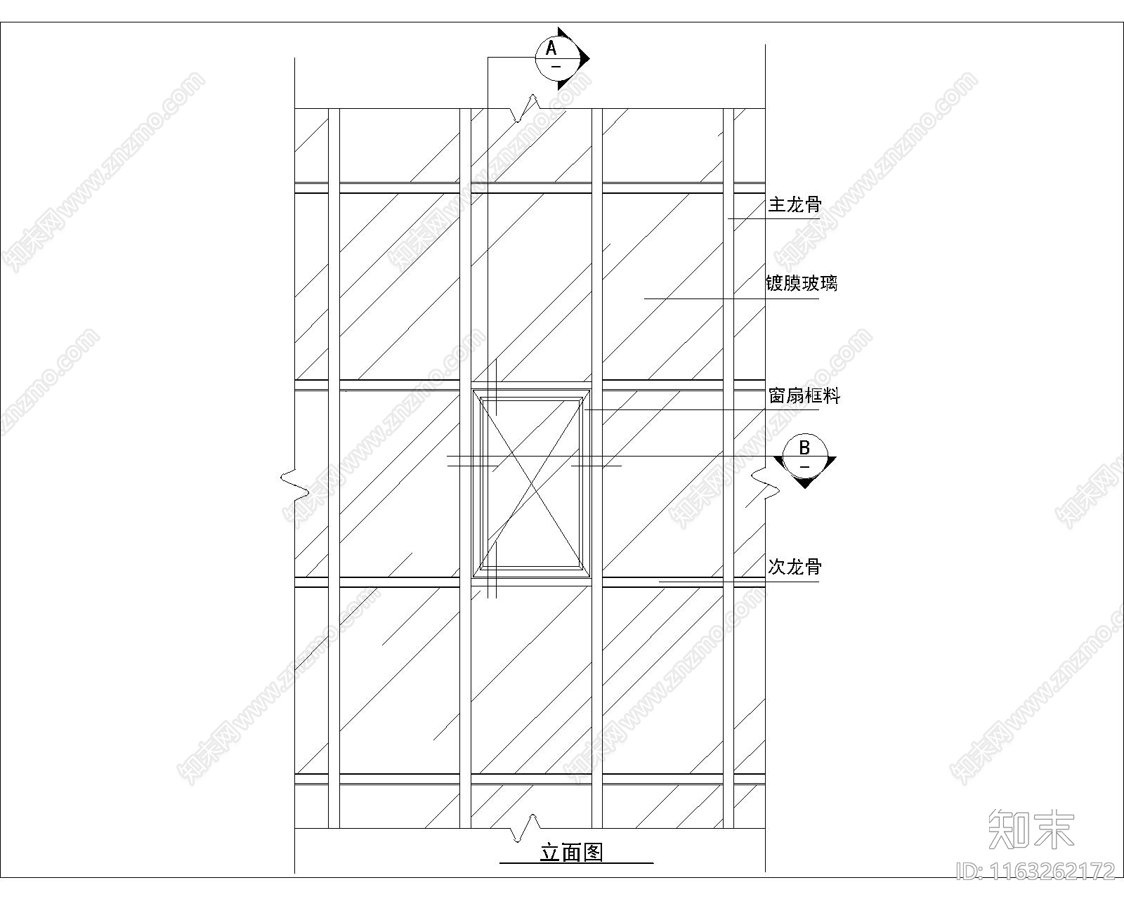 幕墙结构cad施工图下载【ID:1163262172】