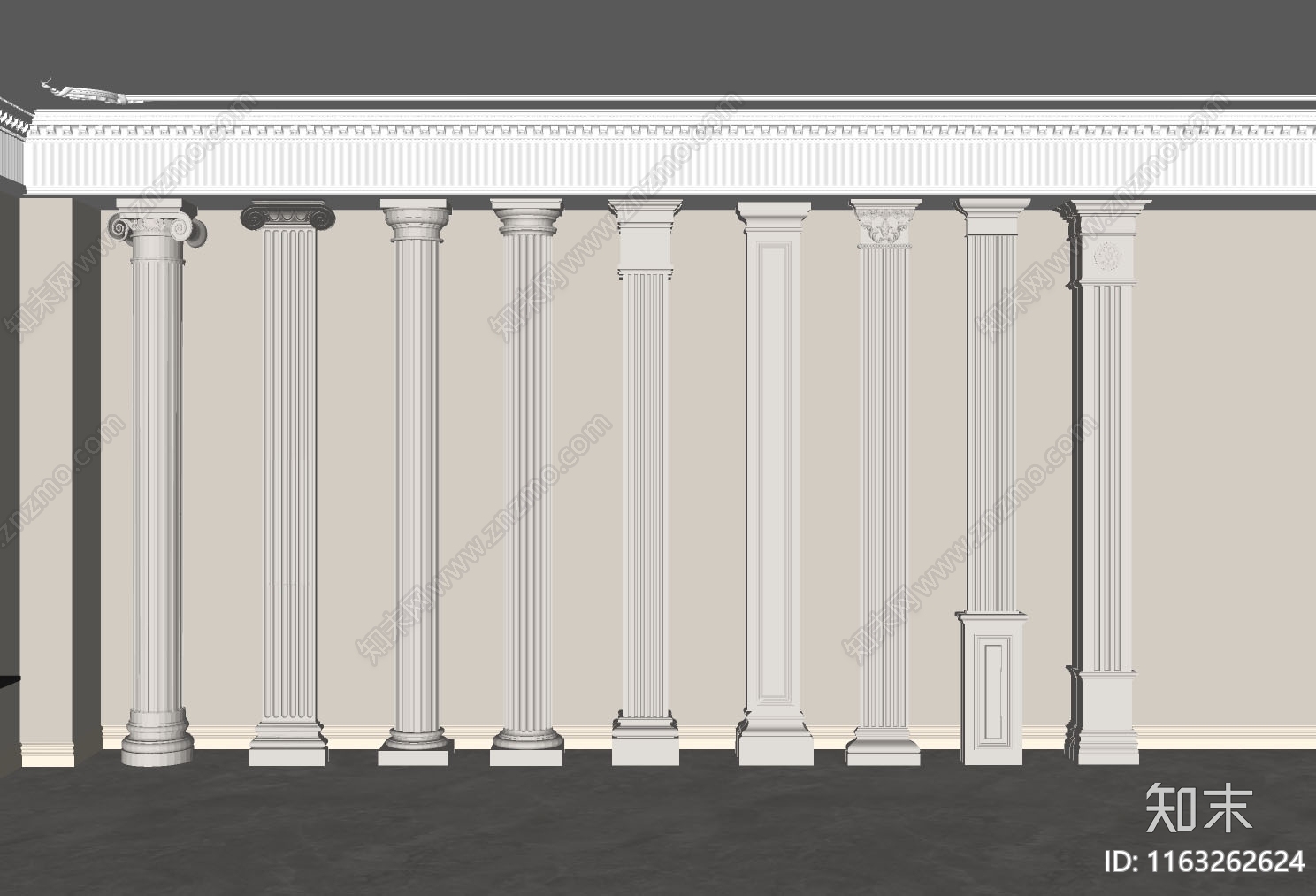 现代简欧柱子SU模型下载【ID:1163262624】