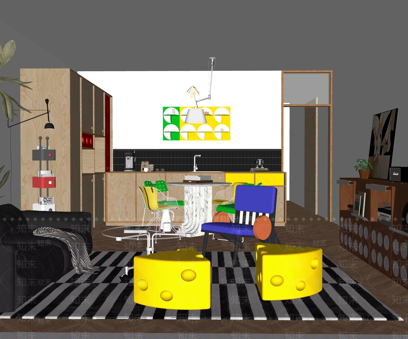 现代家居客厅SU模型下载【ID:1163293809】