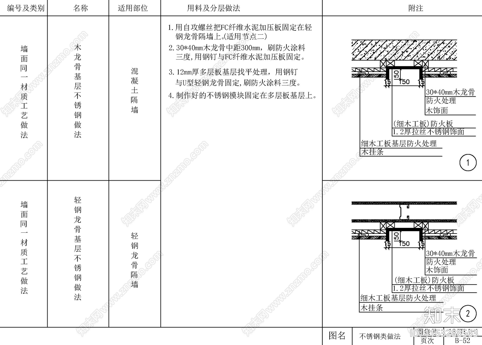 现代新中式墙面节点cad施工图下载【ID:1163288563】