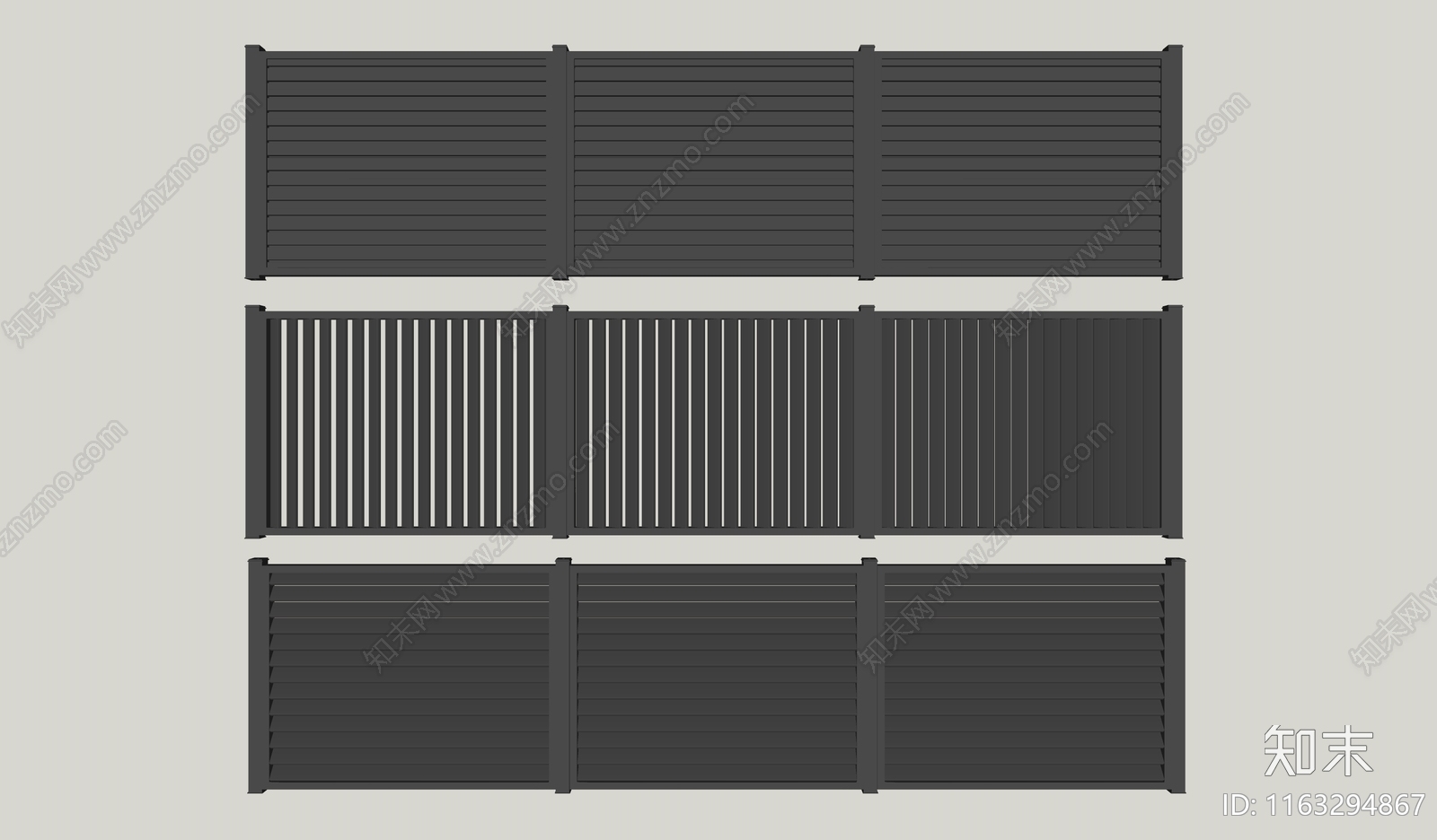 现代围栏护栏SU模型下载【ID:1163294867】