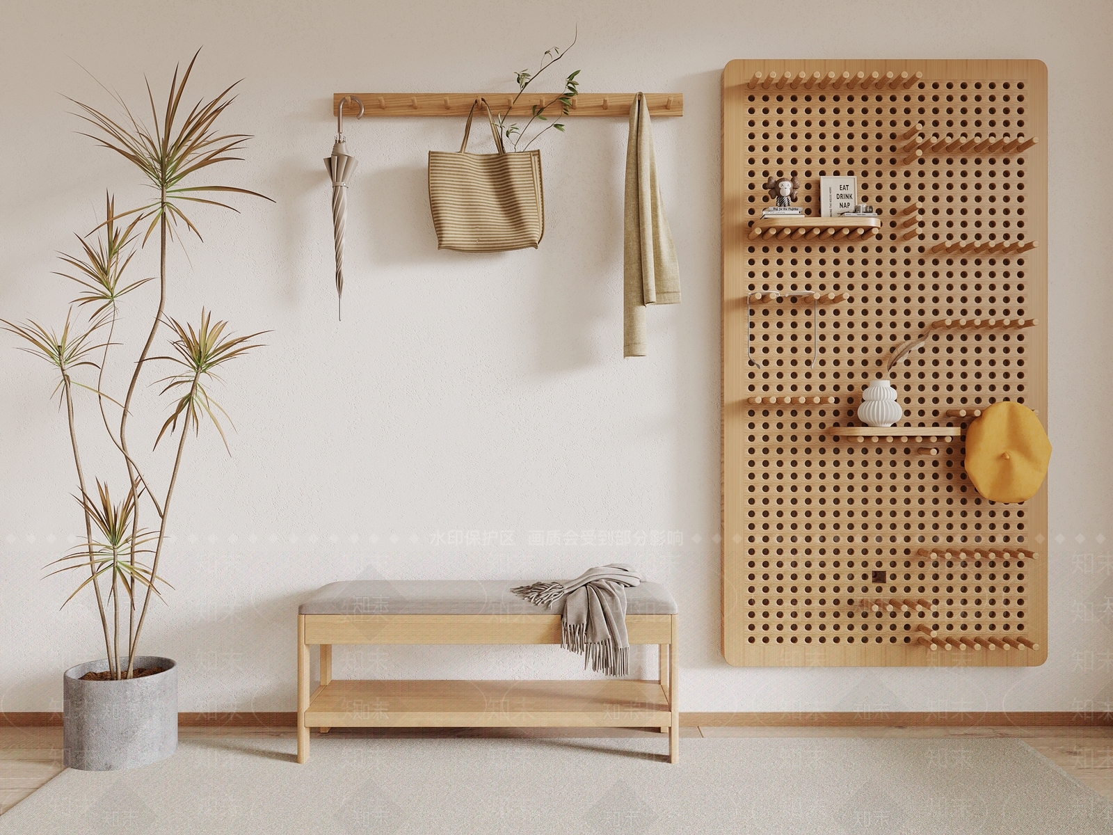 北欧鞋柜3D模型下载【ID:1163299487】