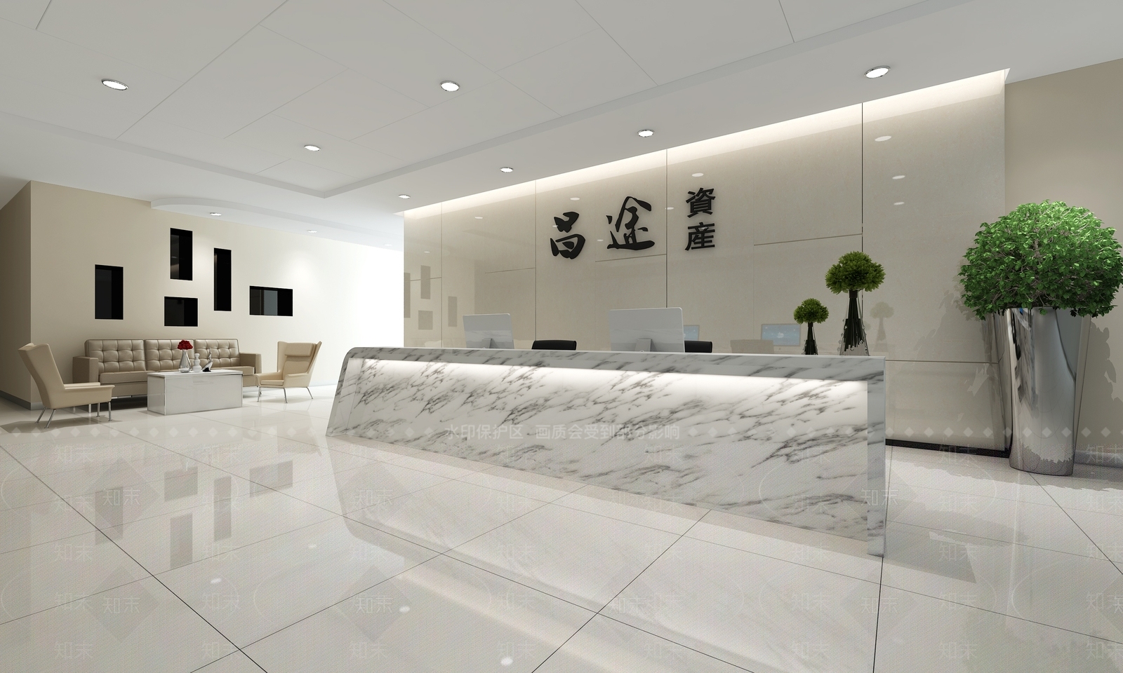 现代接待室3D模型下载【ID:1163300349】