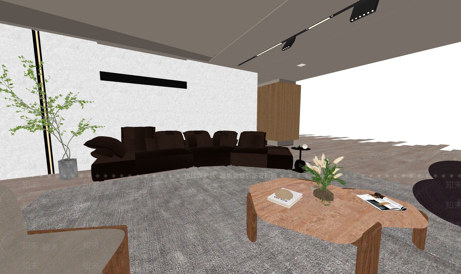 别墅客厅SU模型下载【ID:1163300889】