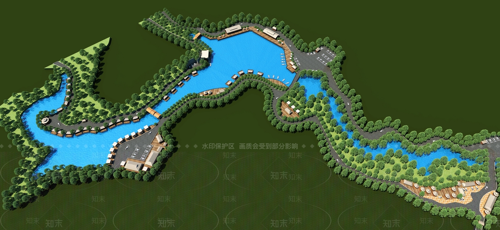 新中式鸟瞰规划3D模型下载【ID:1163302350】
