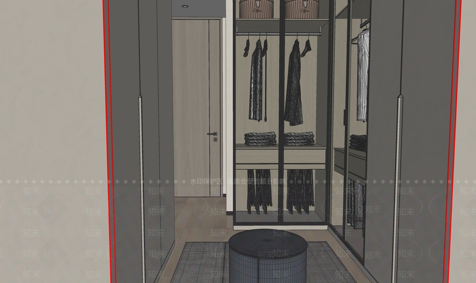 现代衣帽间SU模型下载【ID:1163304594】