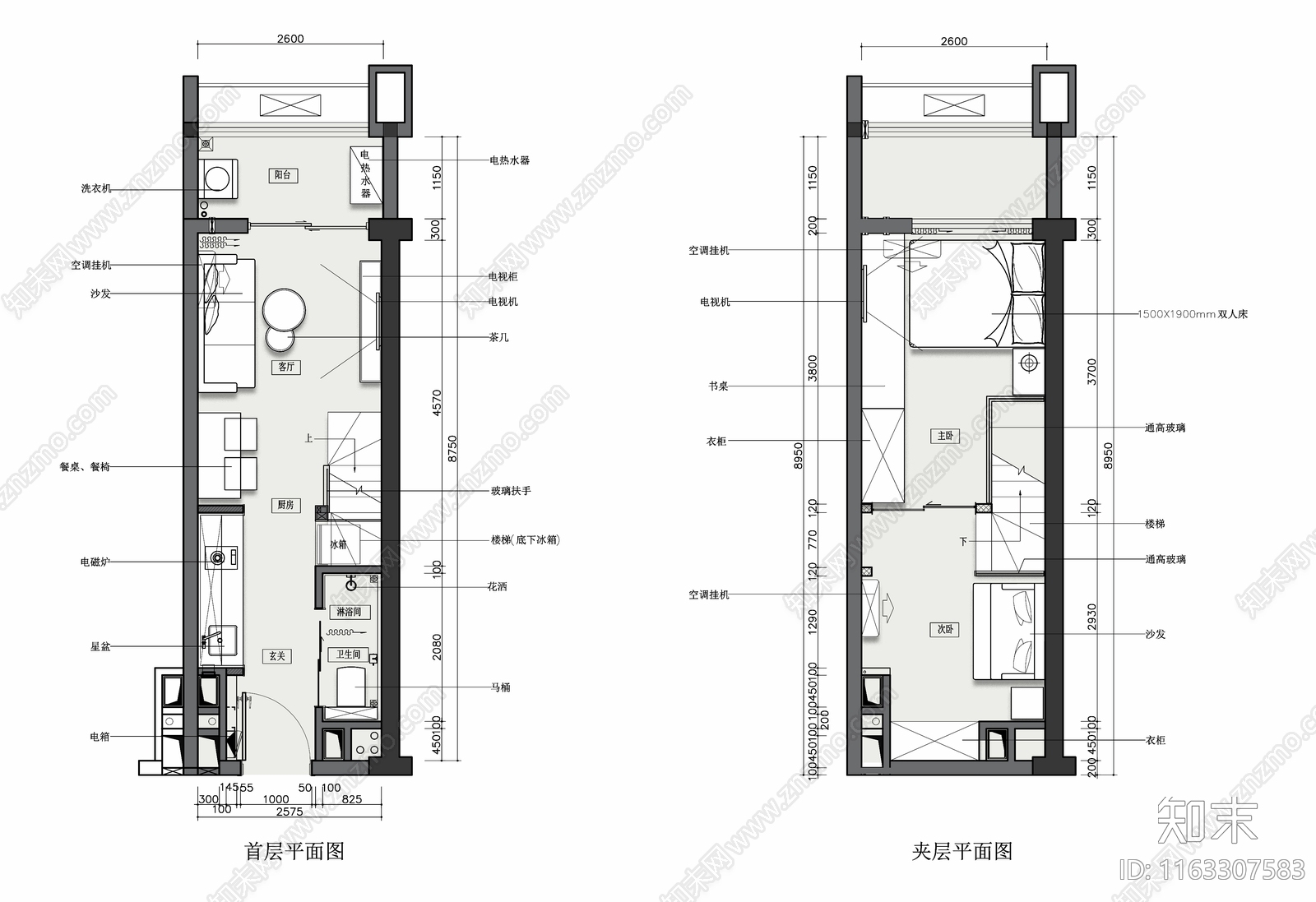 现代公寓cad施工图下载【ID:1163307583】