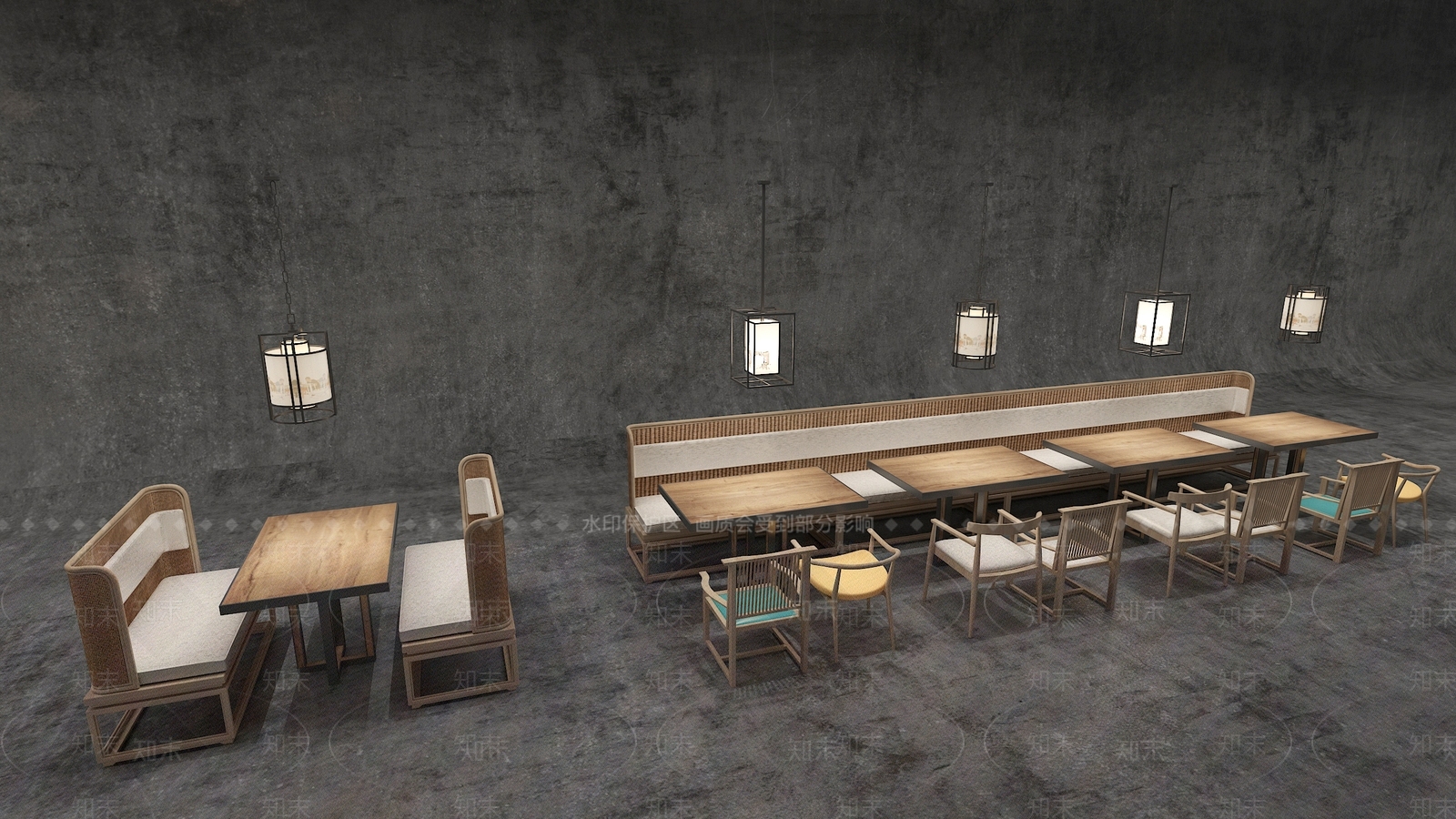 新中式中餐厅3D模型下载【ID:1163307488】