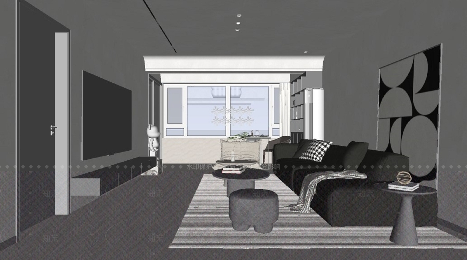 现代家居客厅SU模型下载【ID:1215959152】