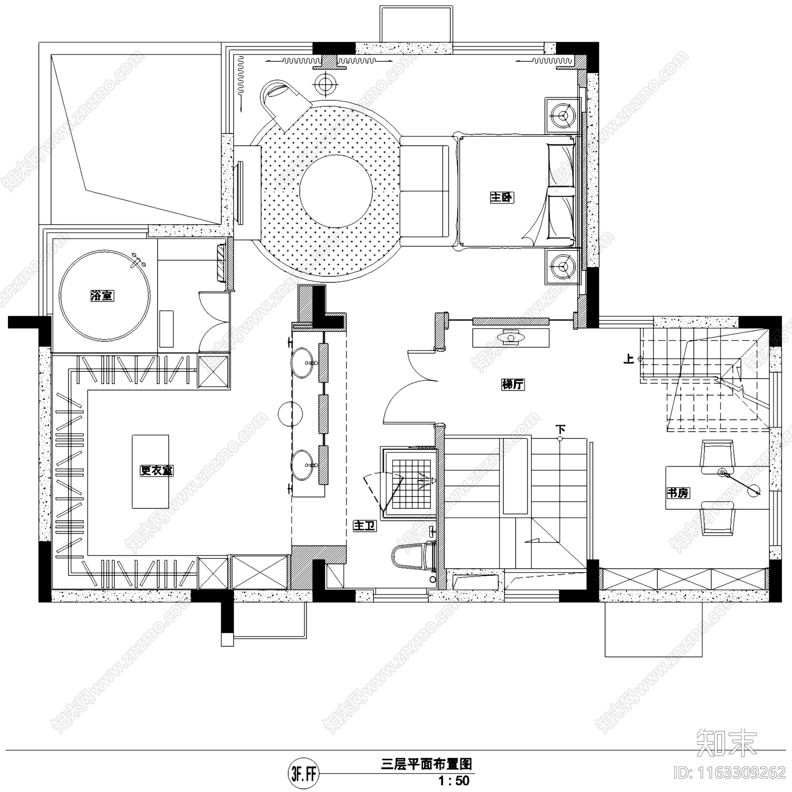 现代简约万科燕南园四层别墅室内家装cad施工图下载【ID:1163309262】