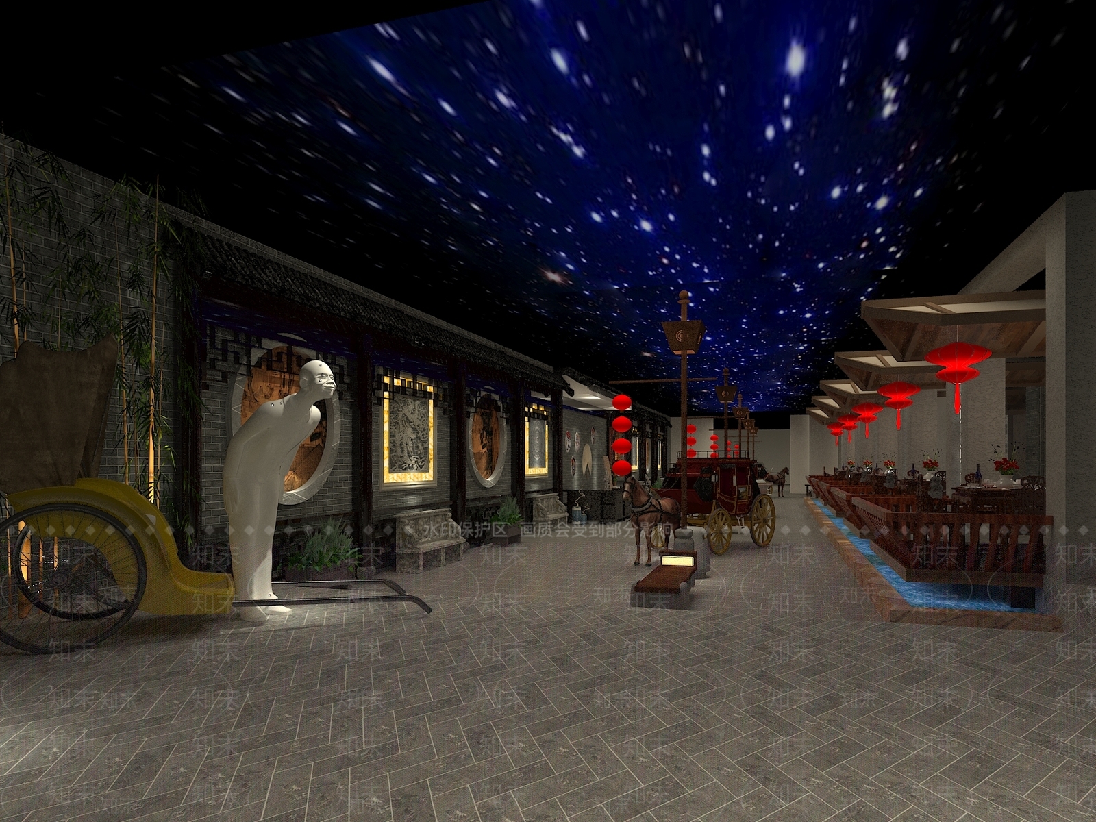 新中式中餐厅3D模型下载【ID:1163309505】
