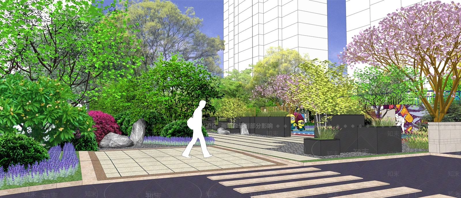 新中式小区景观SU模型下载【ID:1163310221】