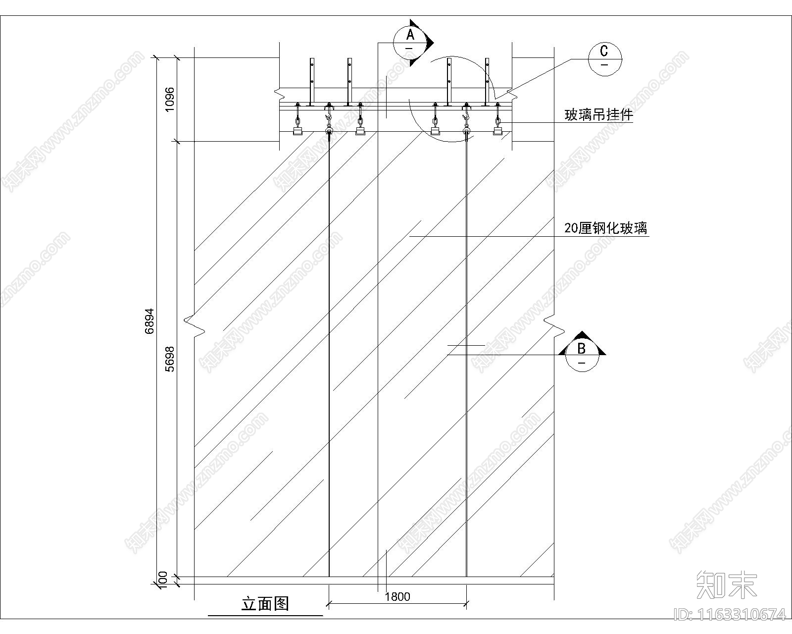 幕墙结构cad施工图下载【ID:1163310674】