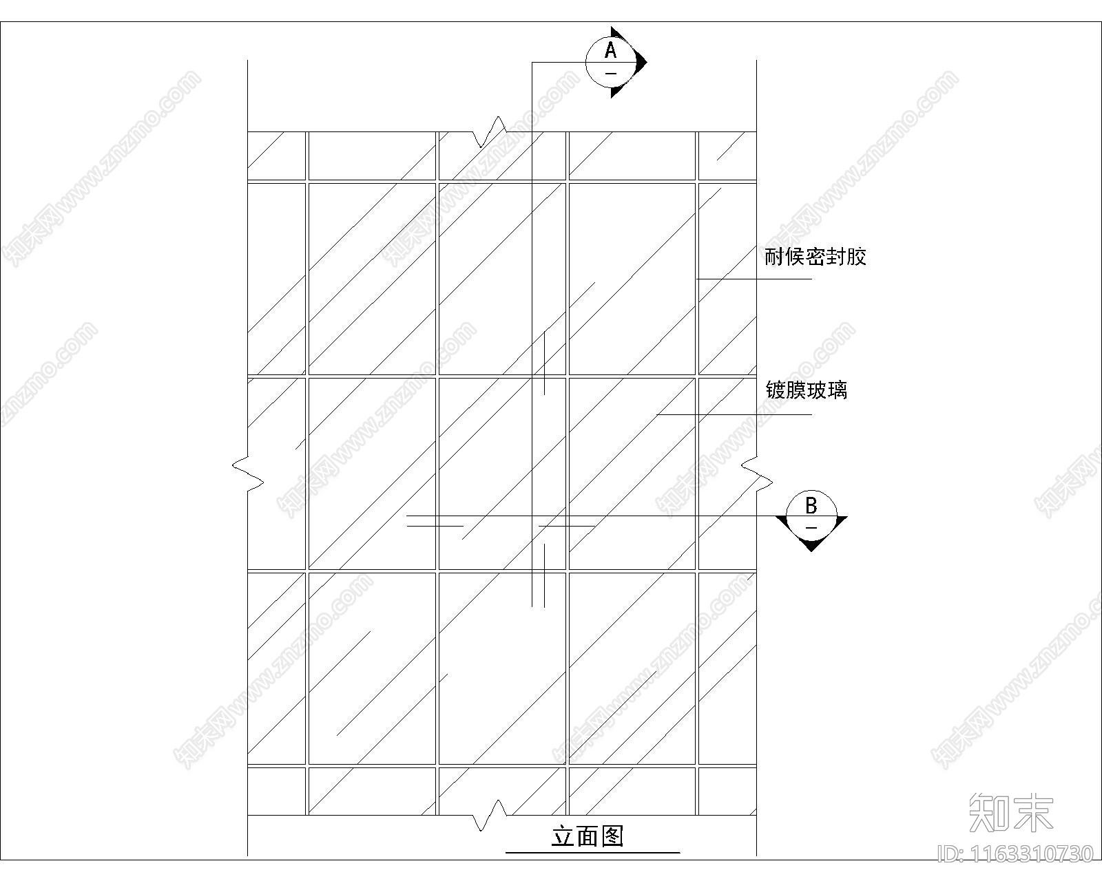 幕墙结构cad施工图下载【ID:1163310730】