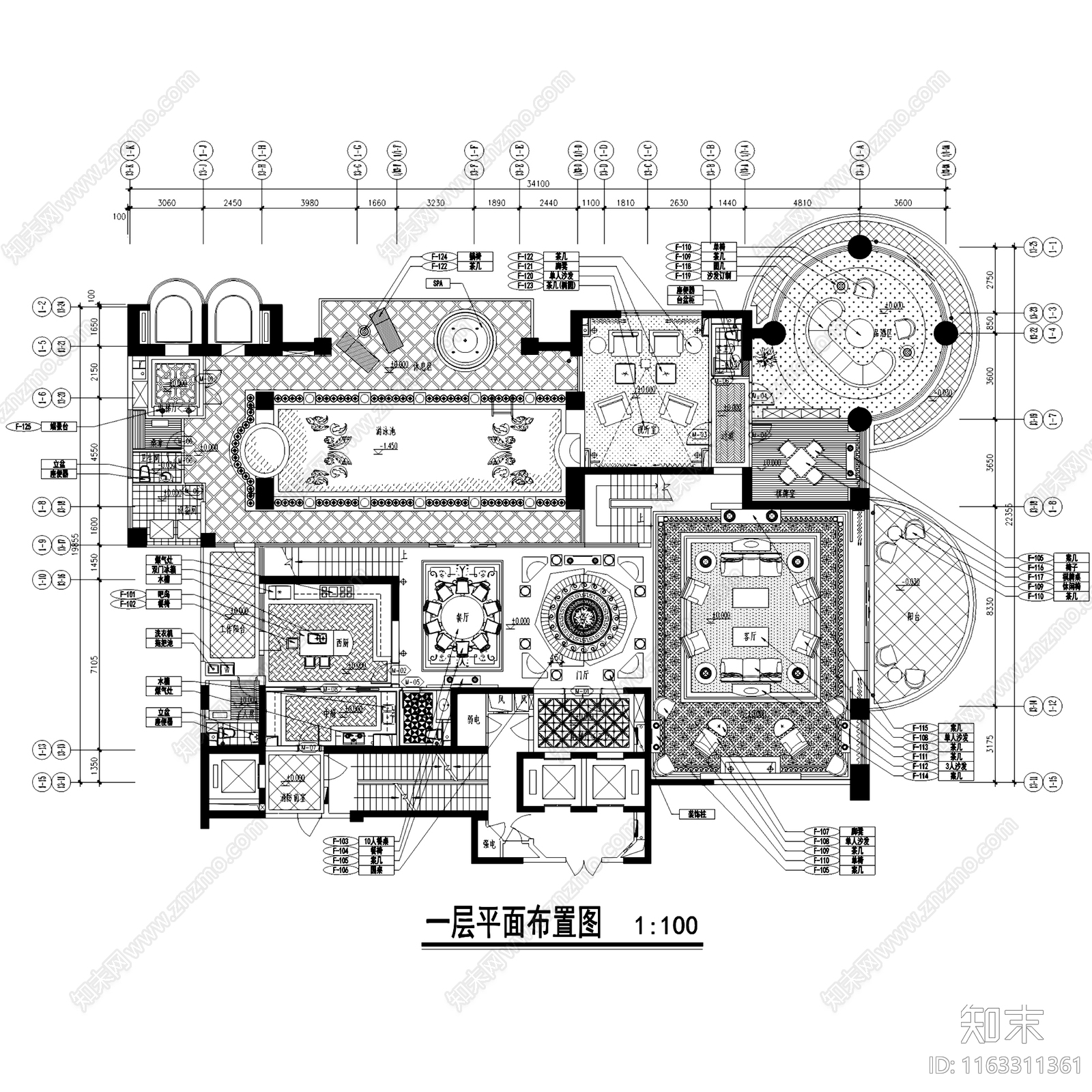 欧式复古古典豪华二层别墅室内家装cad施工图下载【ID:1163311361】