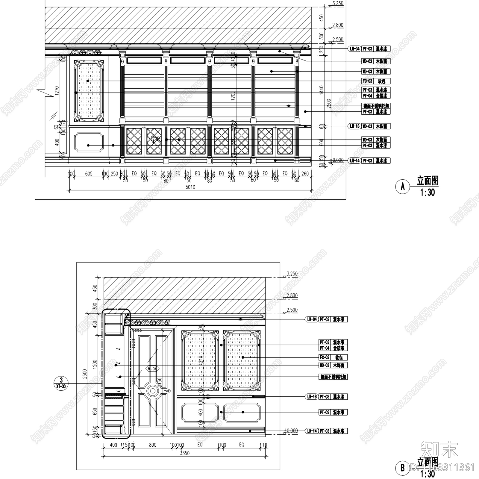 欧式复古古典豪华二层别墅室内家装cad施工图下载【ID:1163311361】