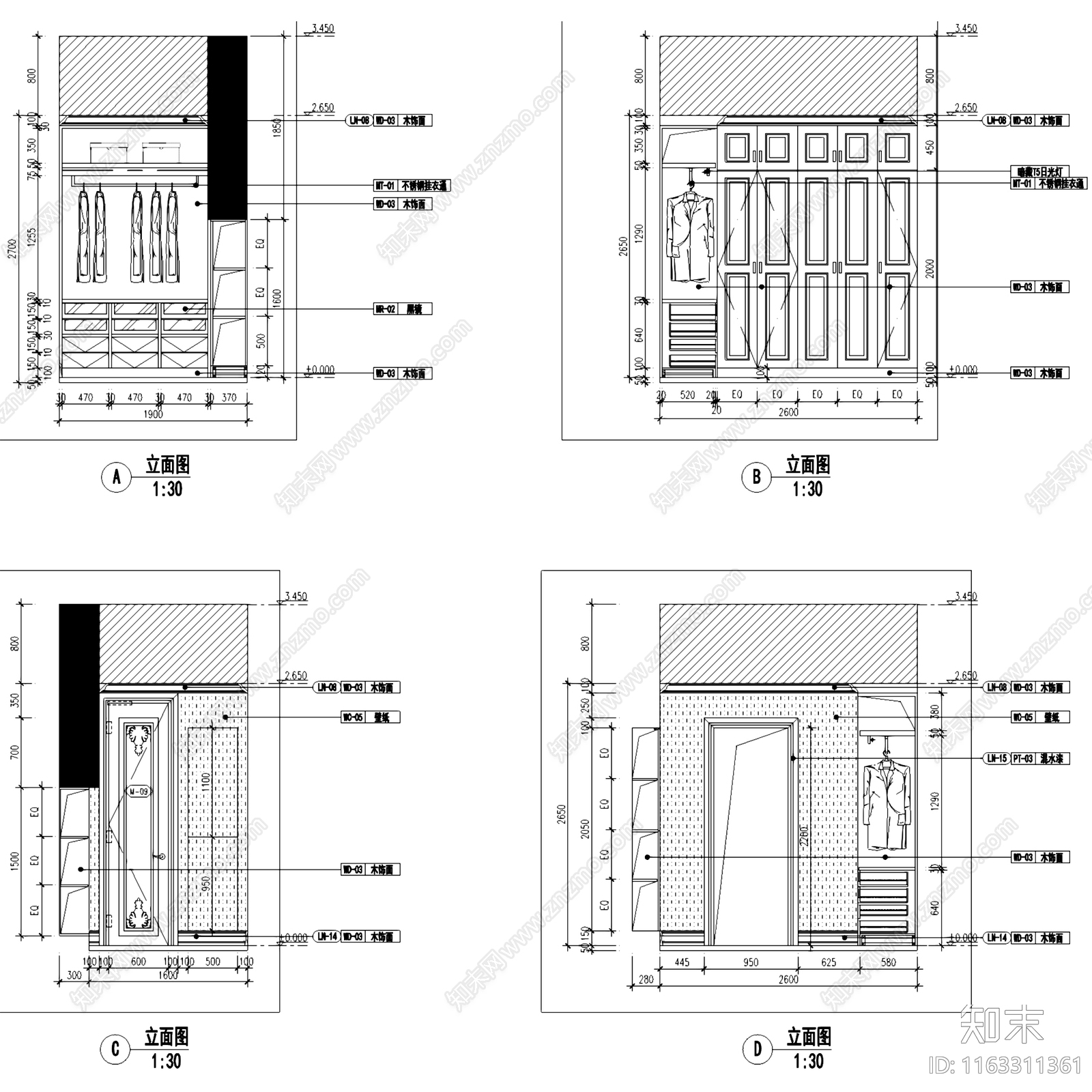 欧式复古古典豪华二层别墅室内家装cad施工图下载【ID:1163311361】