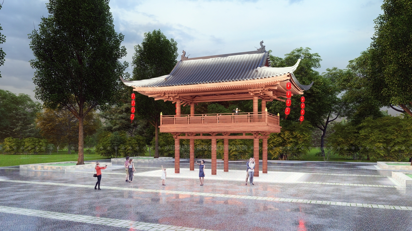 中式古建筑SU模型下载【ID:1163312728】