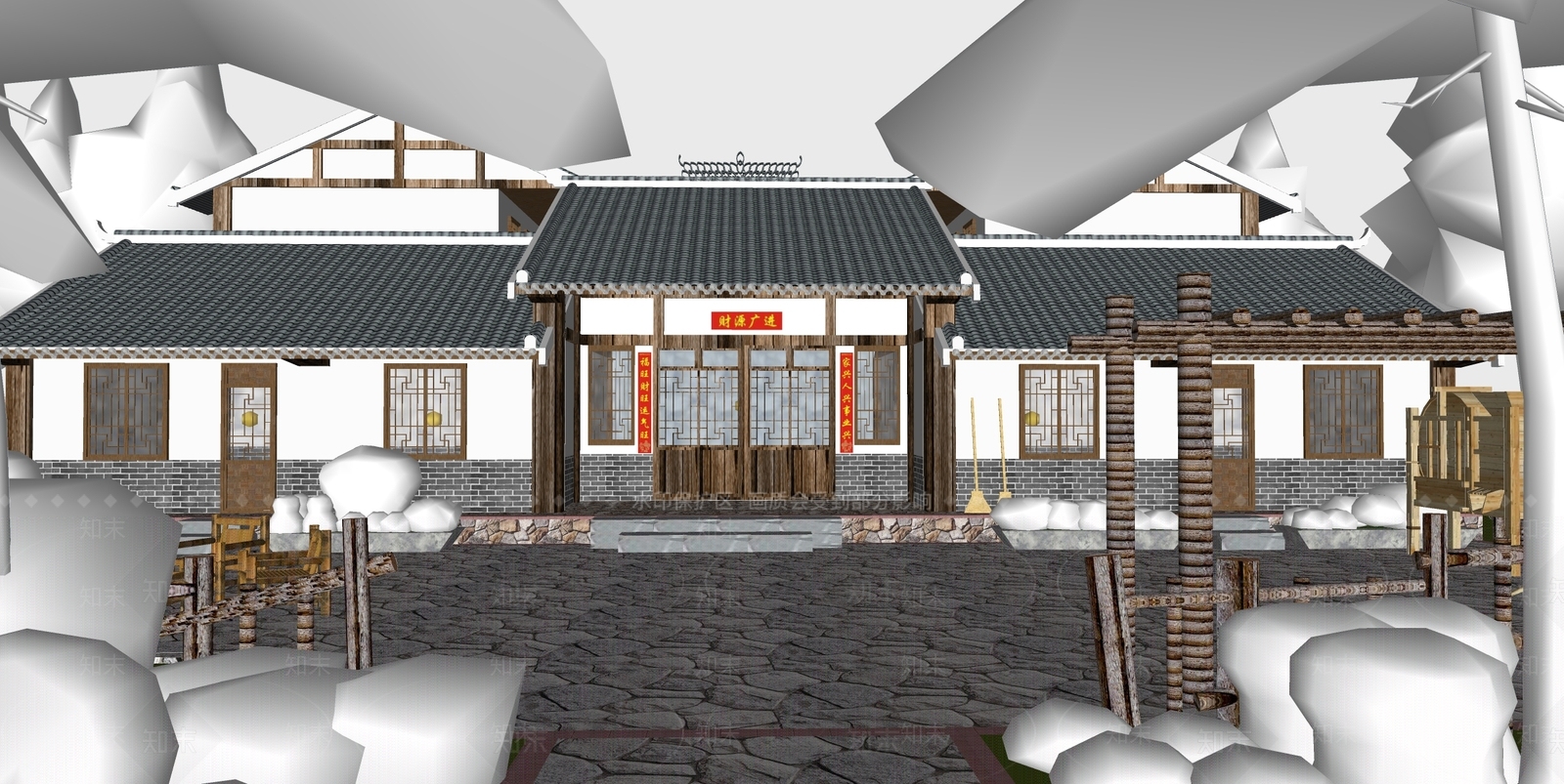复古乡村民房SU模型下载【ID:1163313835】