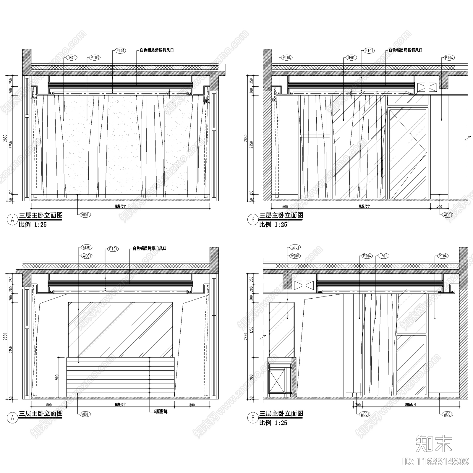 中式复古三层联排别墅室内家装cad施工图下载【ID:1163314809】