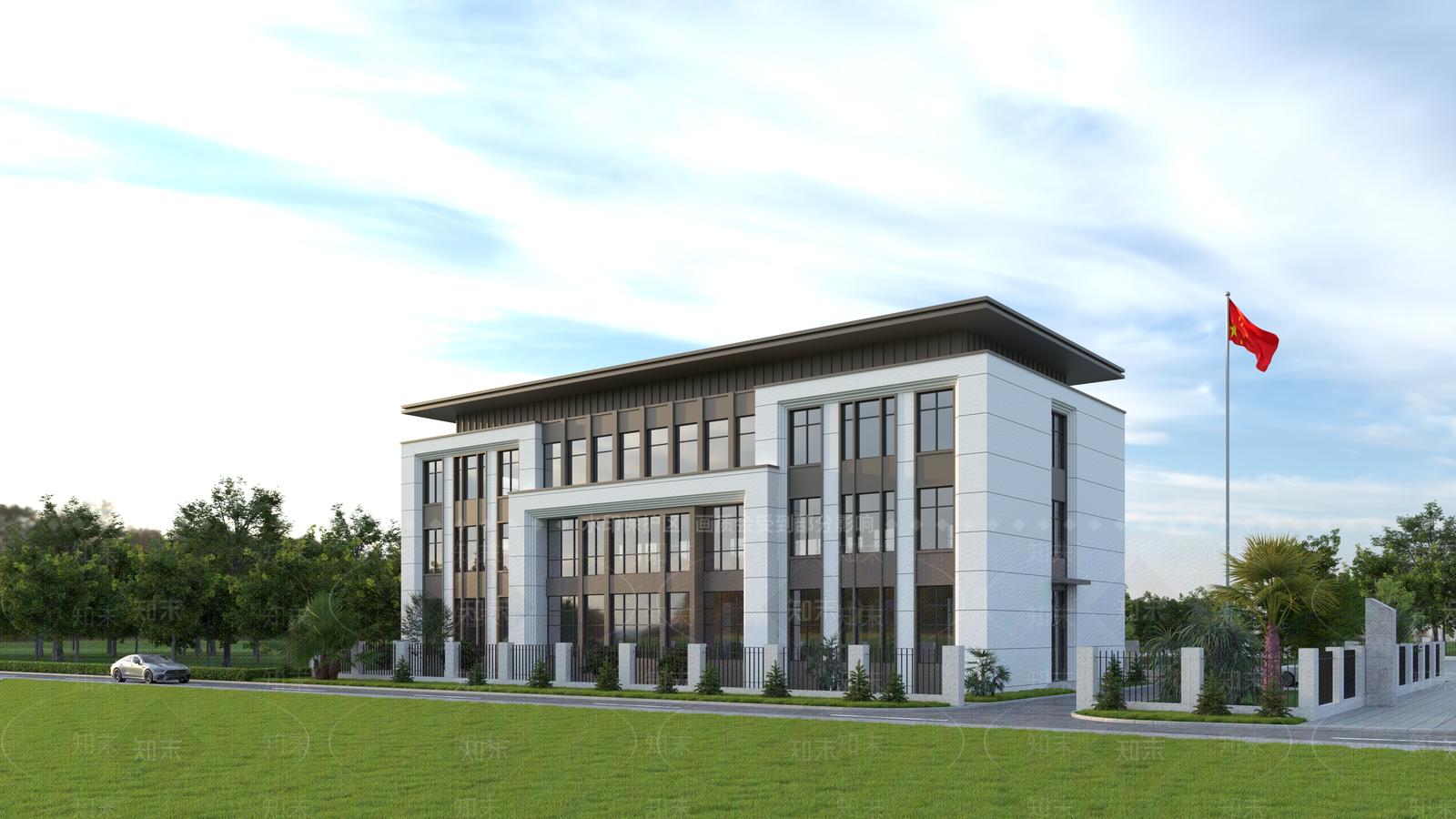 新中式中式办公楼SU模型下载【ID:1163314926】