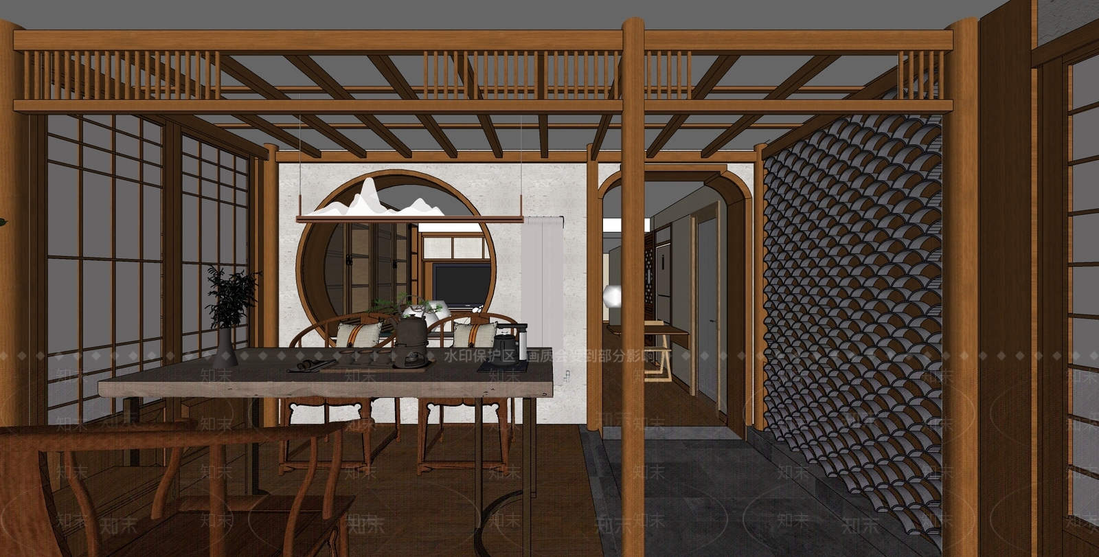 中式日式木屋SU模型下载【ID:1163318300】